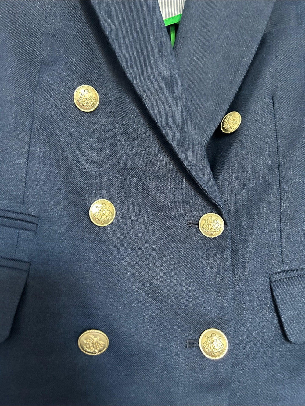 J. Crew Navy Double-Breasted Blazer with Gold Buttons